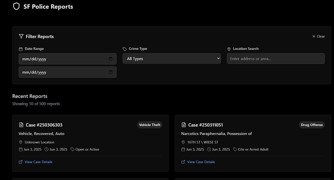 Police Reports Website